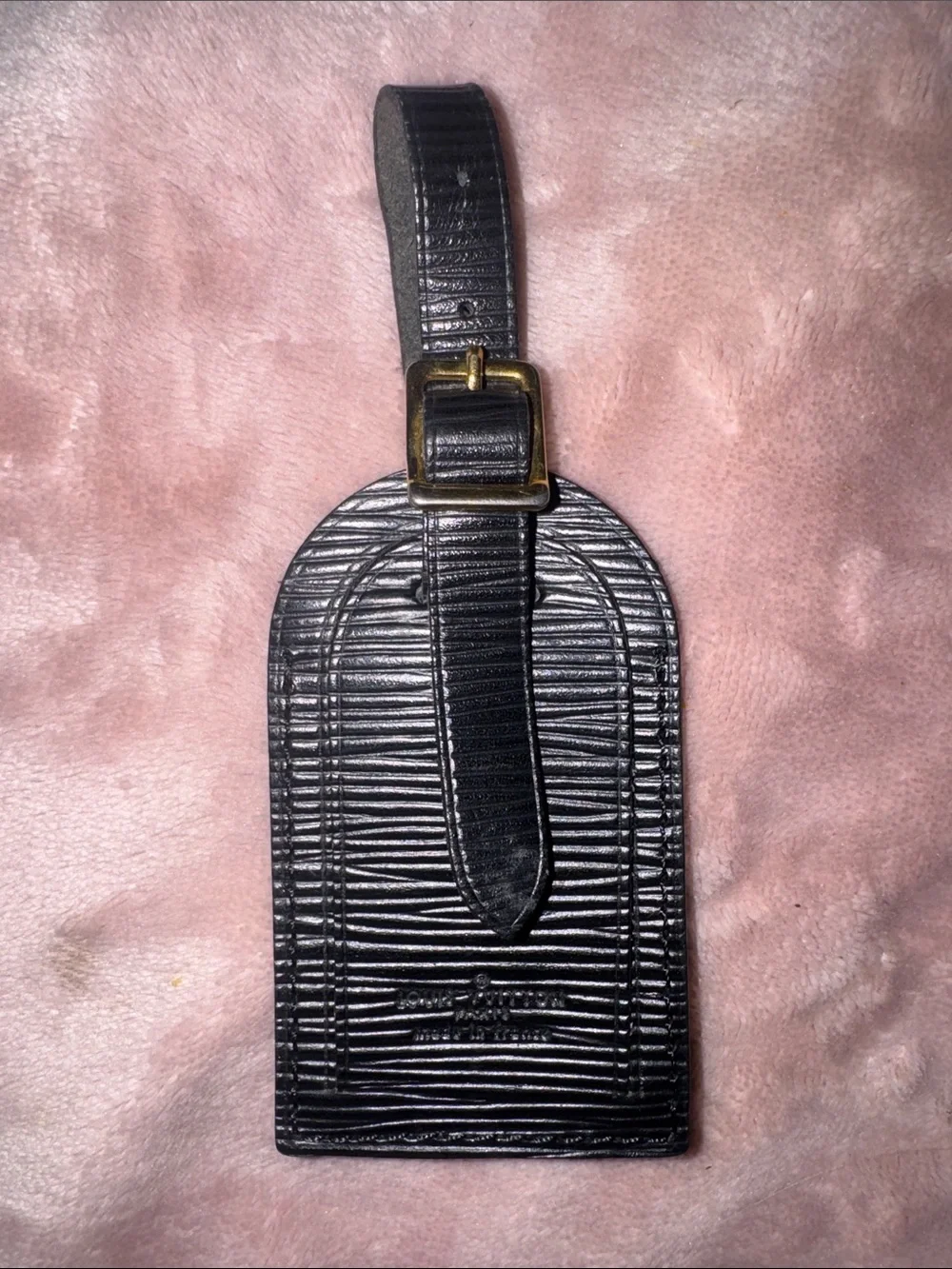 Louis Vuitton Black Epi Leather Luggage Tag pristine condition